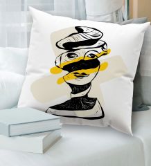 BK Gift Modern Art Tasarımlı Beyaz Kırlent Yastık, Ev Hediyesi, Ev Dekorasyonu, Dekoratif Hediye-9