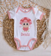 BK Kids Kişiye Özel Pembe Bebek Body Zıbın - Model 123