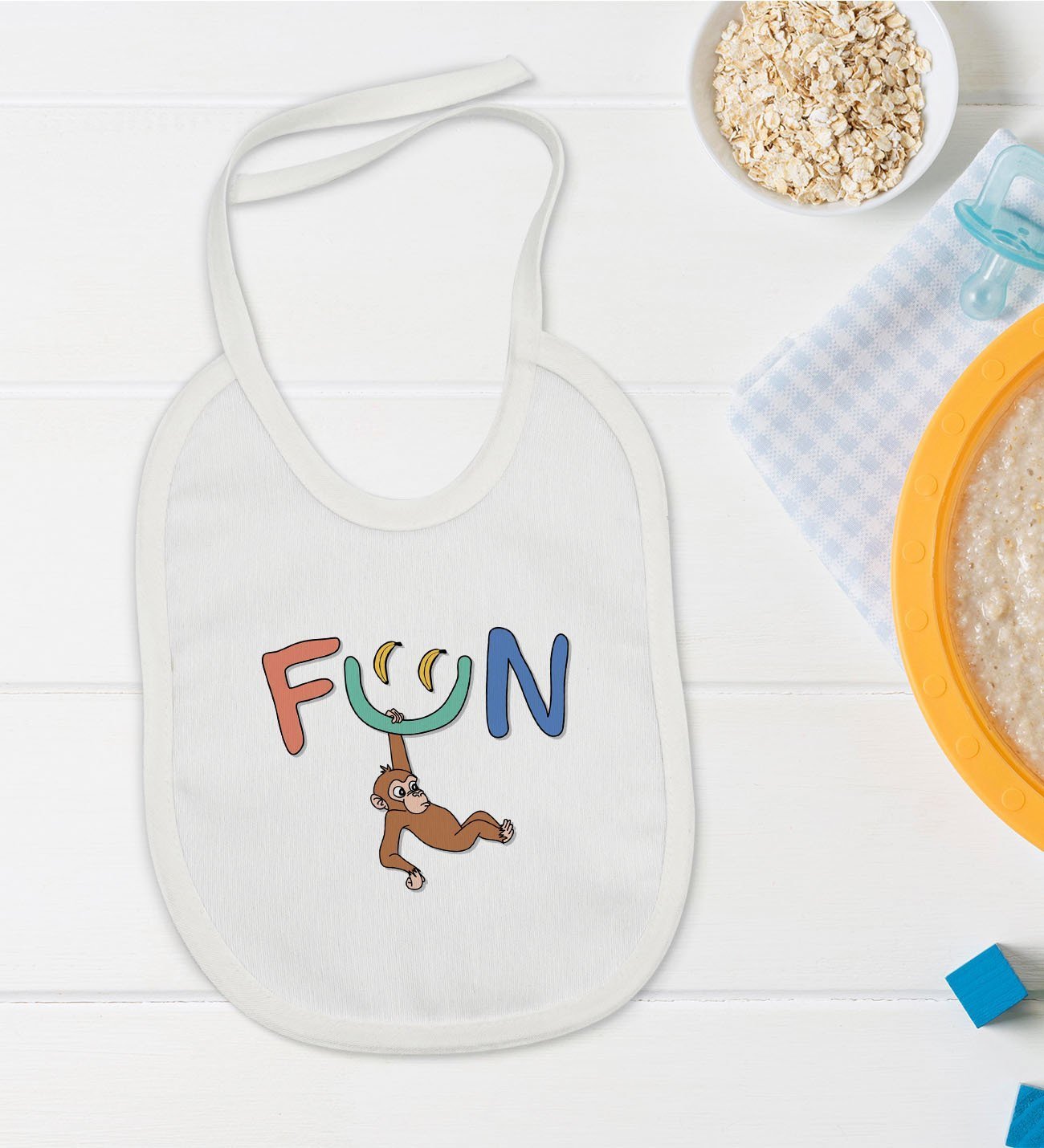 BK Kids Fun Tasarımlı Bebek Mama Önlüğü - Model 1