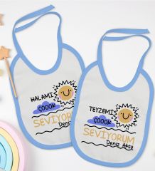 BK Kids Kişiye Özel Hala ve Teyze Tasarımlı 2’li Mavi Mama Önlüğü-1