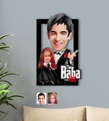 Kişiye Özel Godfather Baba Kız Karikatürlü 3D Ahşap Tablo-1