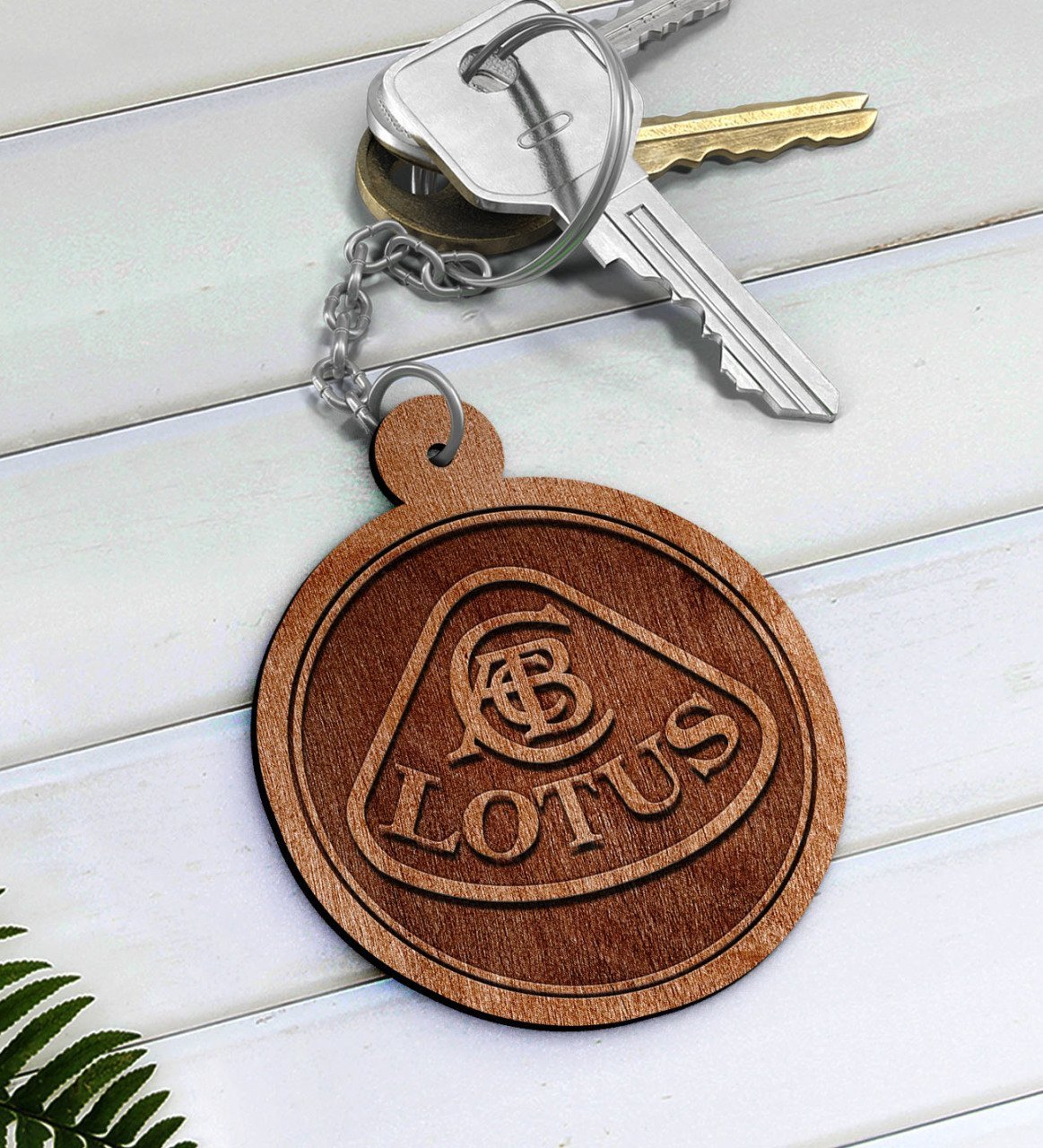 Lotus Logolu Ahşap Anahtarlık-1