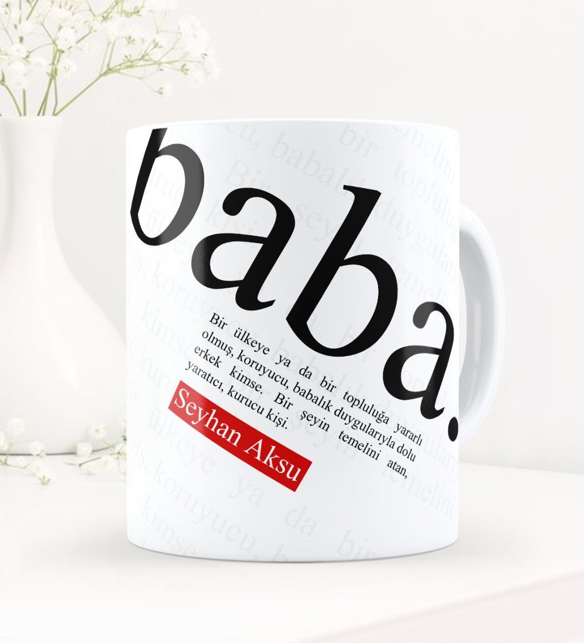Kişiye Özel Baba Temalı Beyaz Kupa Bardak