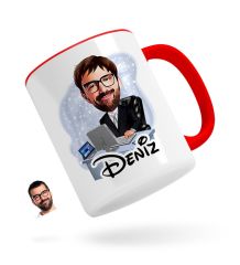 Kişiye Özel Erkek Genel Müdür Karikatürlü Kırmızı Kupa Bardak-1