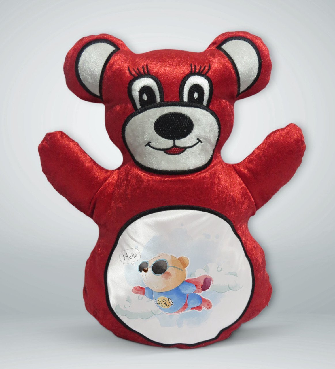 BK Gift Süper Ayıcık Tasarımlı Kırmızı Ayıcık Yastık-1