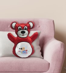 BK Gift Süper Ayıcık Tasarımlı Kırmızı Ayıcık Yastık-1