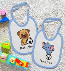 BK Kids Kişiye Özel Futbol Tasarımlı 2’li Mavi Mama Önlüğü-1