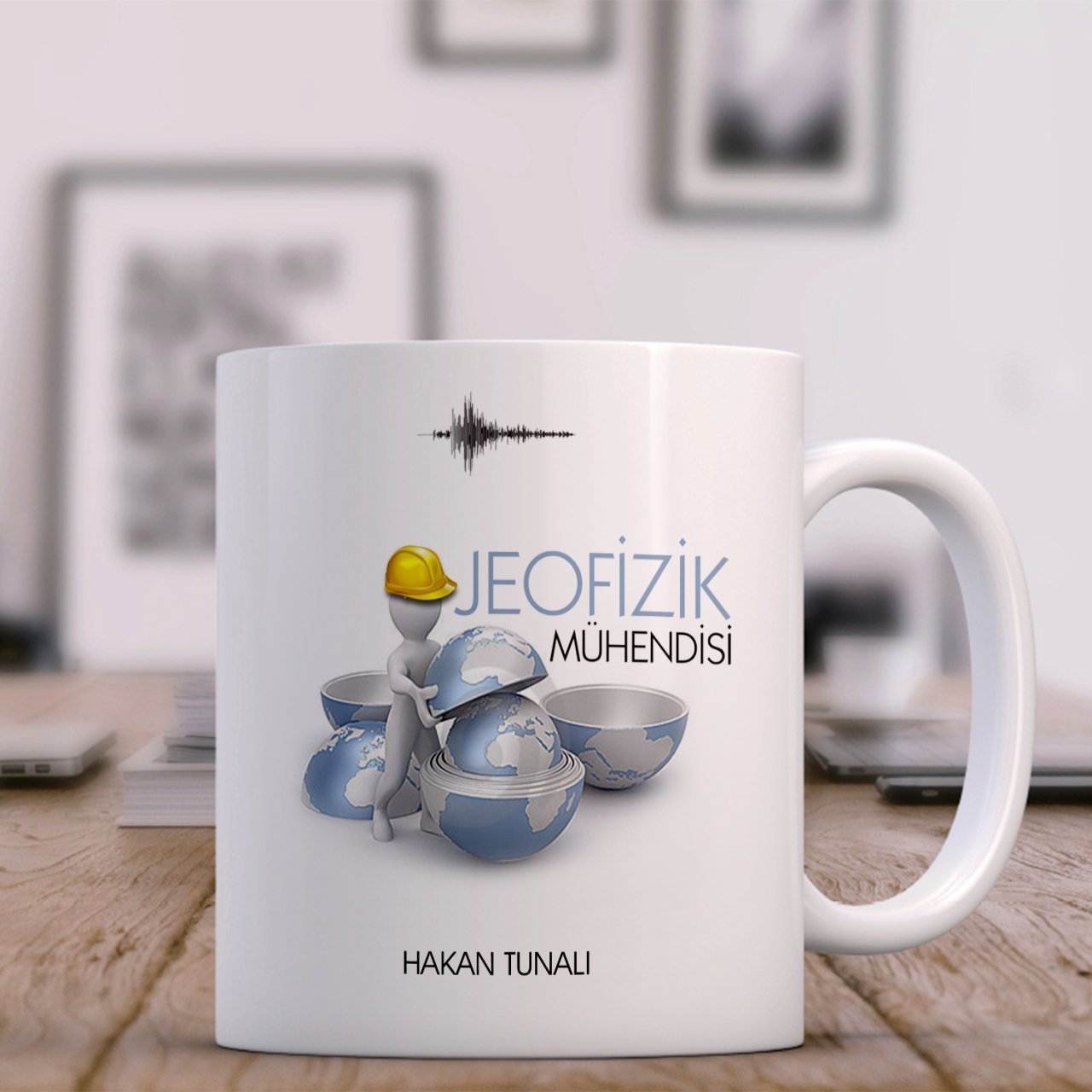 Kişiye Özel Mesleki Jeofizik Mühendisi Beyaz Kupa Bardak - 1