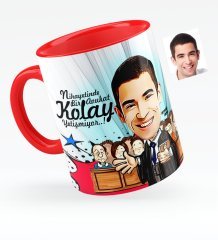 Kişiye Özel Bay Avukat Karikatürlü Kırmızı Kupa Bardak - 2