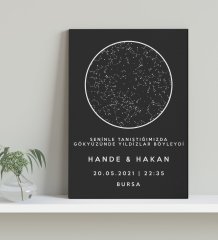 BK Gift Kişiye Özel Gökyüzü Yıldız Haritası Kanvas Tablo 30x50cm