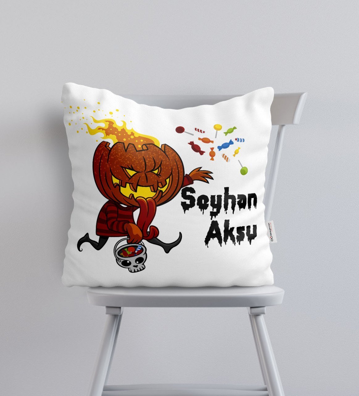 Kişiye Özel Happy Halloween Tasarımlı Yastık-12