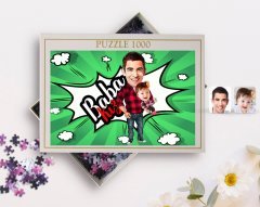 Kişiye Özel Baba Kız Karikatürlü 1000 Parça Profesyonel Puzzle-4