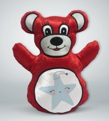 BK Gift Sevimli Yıldız Tasarımlı Kırmızı Ayıcık Yastık-1