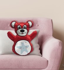 BK Gift Sevimli Yıldız Tasarımlı Kırmızı Ayıcık Yastık-1