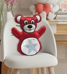 BK Gift Sevimli Yıldız Tasarımlı Kırmızı Ayıcık Yastık-1