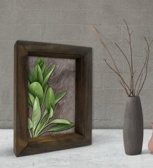 BK Gift Green Plant Tasarımlı Dekoratif Doğal Masif Ahşap Çerçeve 15x20cm-4