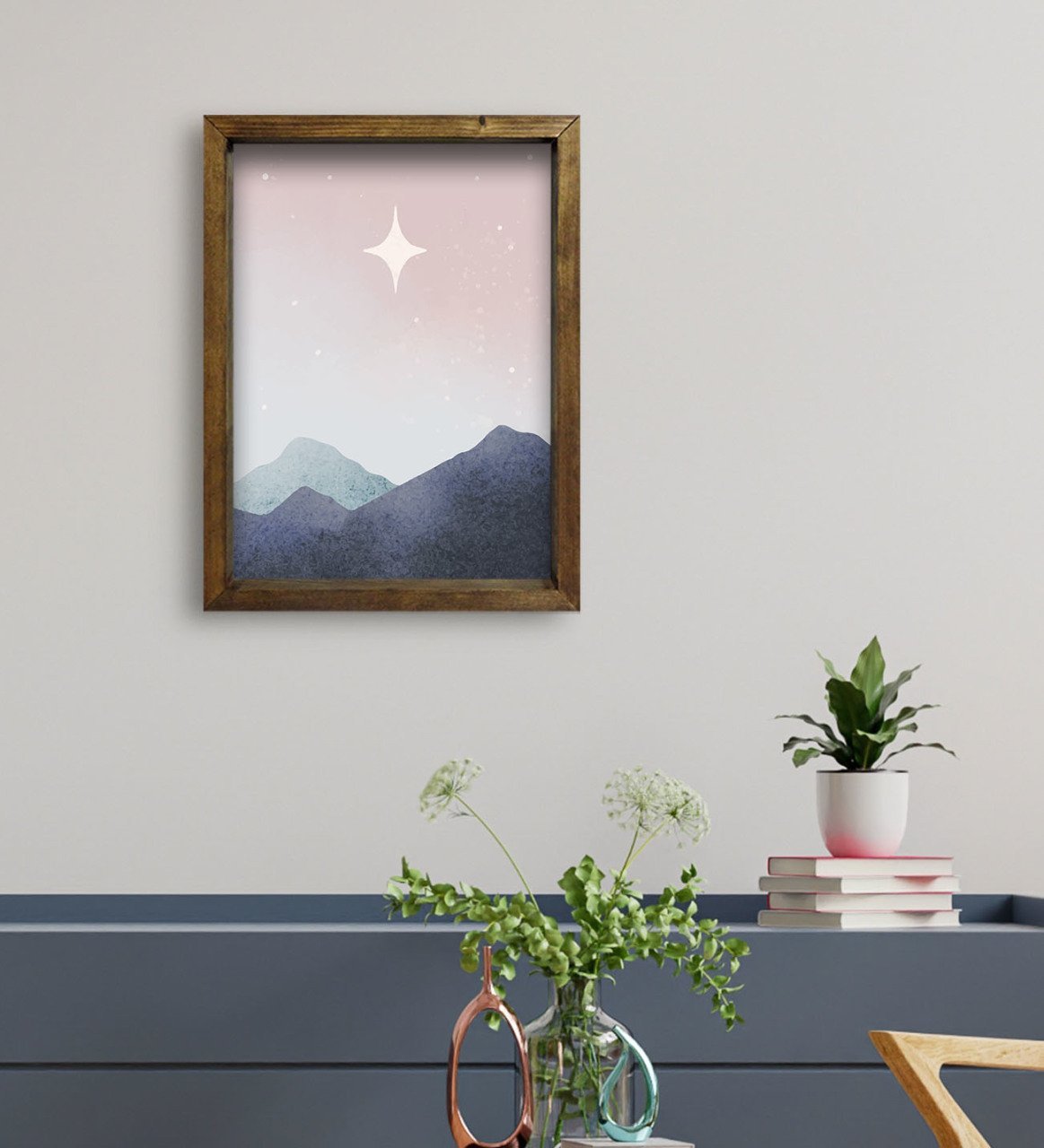 BK Gift Otel Odası Konseptli Doğal Masif Ahşap Çerçeveli Tablo 45x65cm-83