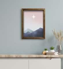 BK Gift Otel Odası Konseptli Doğal Masif Ahşap Çerçeveli Tablo 45x65cm-83