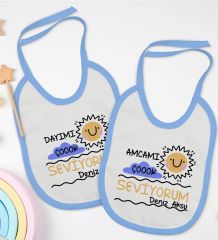 BK Kids Kişiye Özel Dayı ve Amca Tasarımlı 2’li Mavi Mama Önlüğü-1