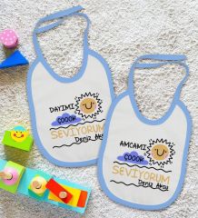 BK Kids Kişiye Özel Dayı ve Amca Tasarımlı 2’li Mavi Mama Önlüğü-1