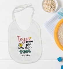 BK Kids Kişiye Özel Teyze Anne Gibi Tasarımlı Bebek Body Zıbın ve Mama Önlüğü Hediye Seti - Model 1