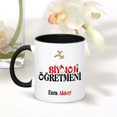 Kişiye Özel Mesleki Biyoloji Öğretmeni Siyah Kupa Bardak
