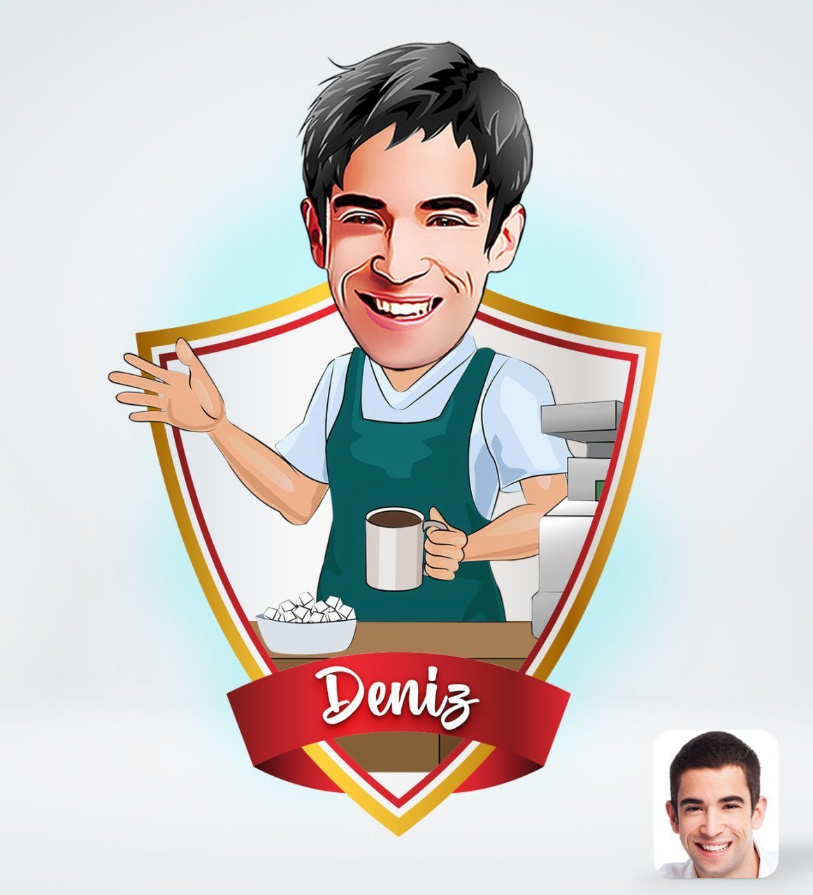 Kişiye Özel İsimli Barista Tasarımlı Dijital Karikatür-1
