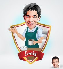 Kişiye Özel İsimli Barista Tasarımlı Dijital Karikatür-1