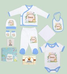 BK Kids Kişiye Özel Mavi Yeni Doğan Hastane Çıkışı, Anne-Bebek Günlüğü, Bebek Body Zıbın, 10 Parça Bebek Hediye Seti-3