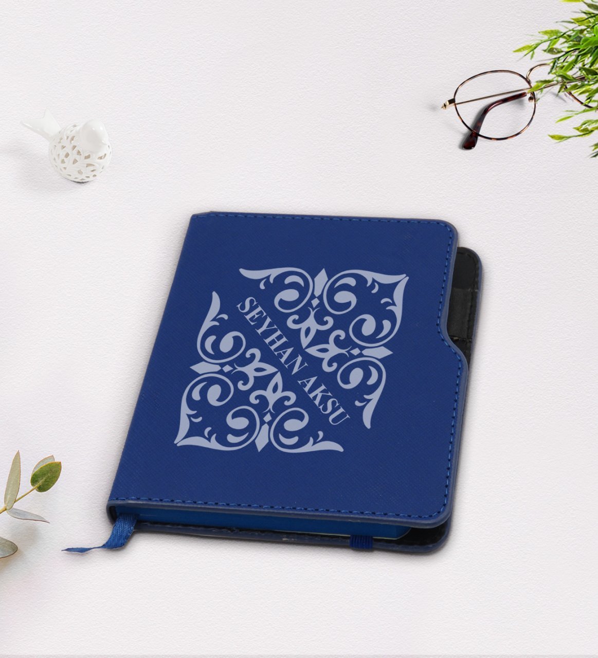 Kişiye Özel İsimli Lacivert Termo Deri Defter-10