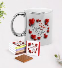 Kişiye Özel Sevgililer Günü Krom Kupa ve Çikolata Hediye Seti-20