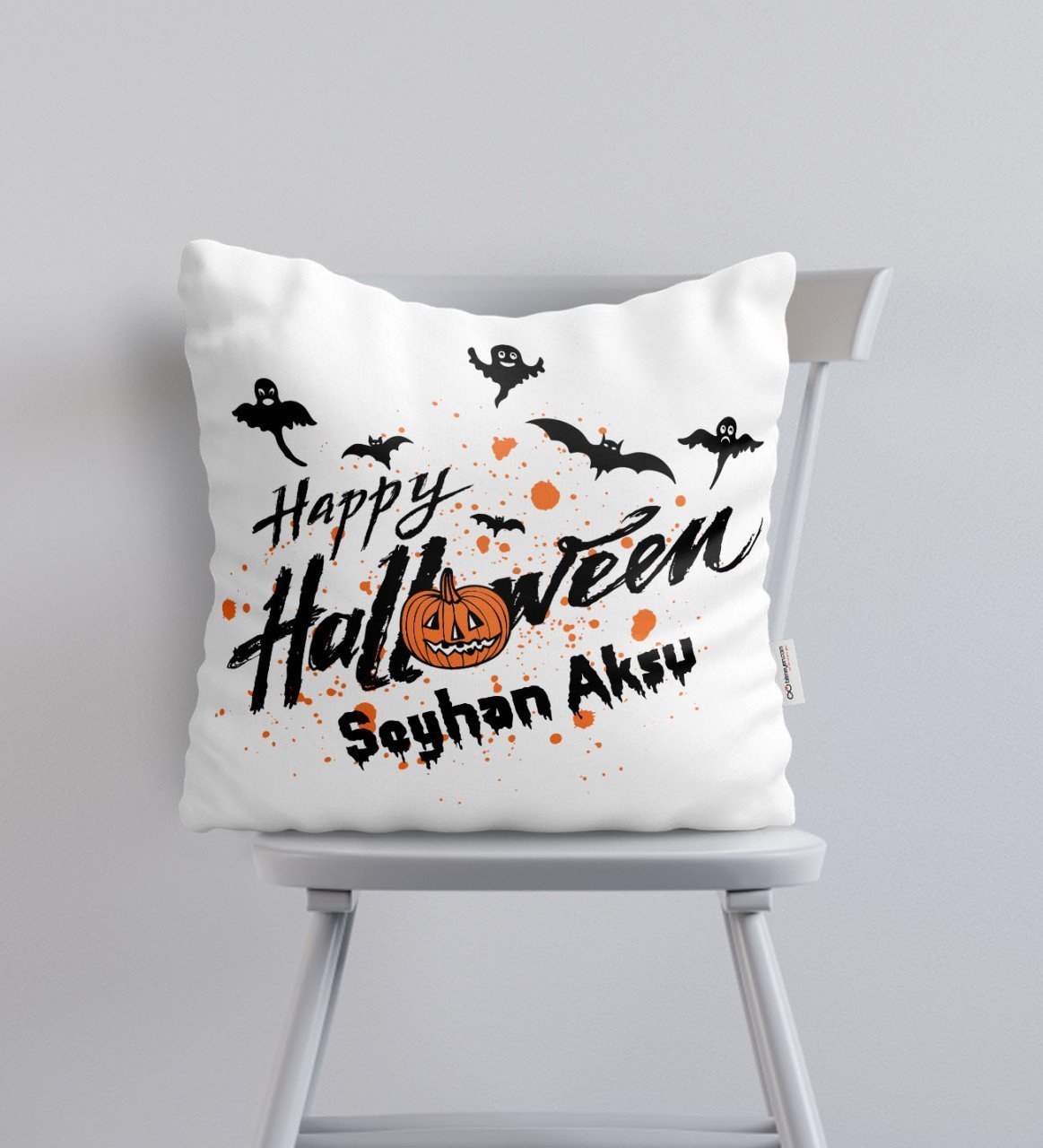 Kişiye Özel Happy Halloween Tasarımlı Yastık-11
