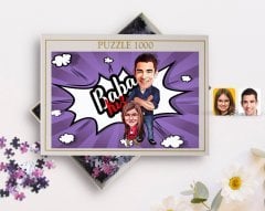 Kişiye Özel Baba Kız Karikatürlü 1000 Parça Profesyonel Puzzle-3