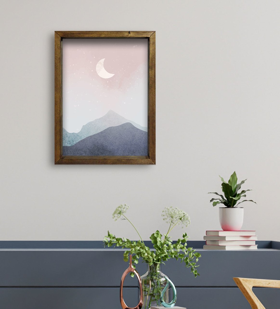 BK Gift Otel Odası Konseptli Doğal Masif Ahşap Çerçeveli Tablo 45x65cm-82