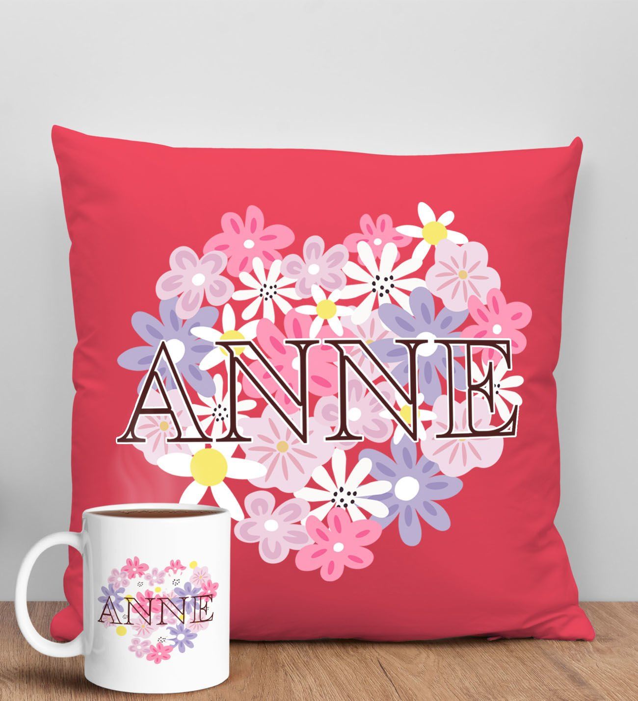 BK Gift Anneler Günü Tasarımlı Kırmızı Kırlent Yastık ve Kupa Seti, Anneye Hediye, Ev Dekorasyonu, Anneler Günü Hediyesi-3