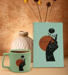 BK Gift Kişiye Özel İsimli Yeşil Sert Kapaklı Defter ve Middle Kupa Seti, Arkadaşa Hediye, Yeni İş Hediyesi, Doğum Günü Hediyesi-3