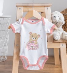 BK Kids Kişiye Özel Pembe Bebek Body Zıbın - Model 119