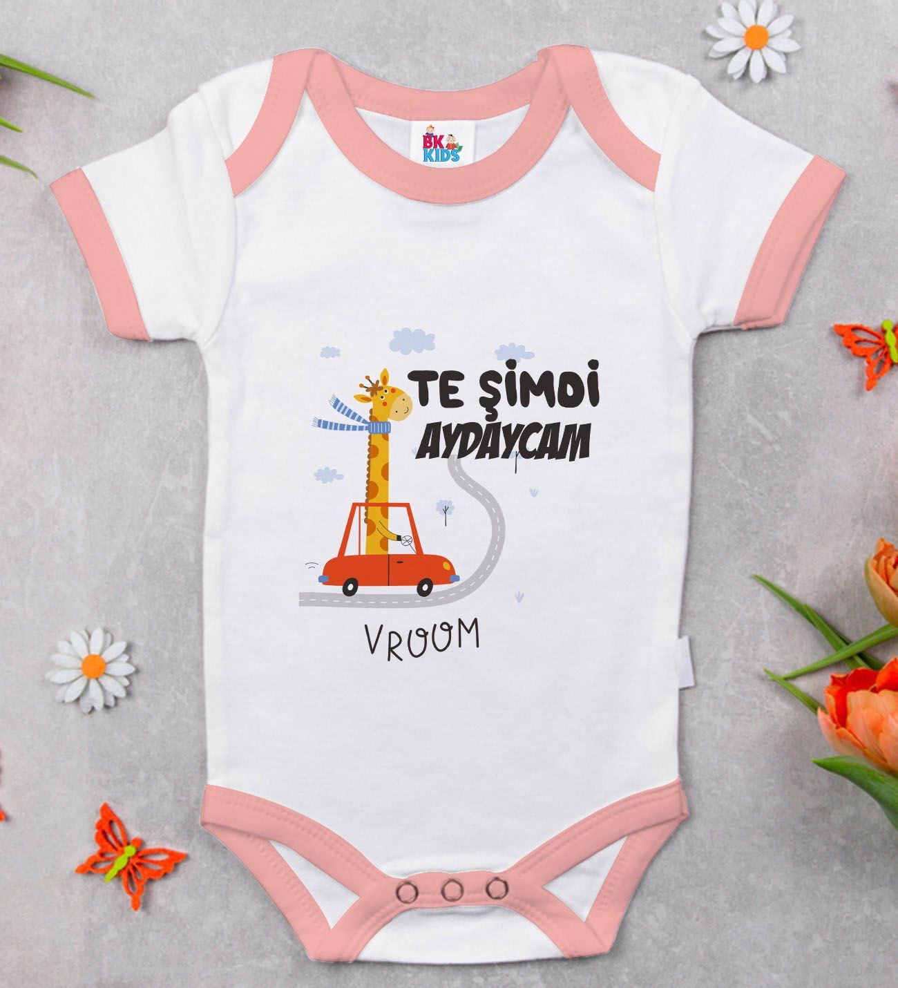 BK Kids Te Şimdi Tasarımlı Pembe Bebek Body Zıbın-1