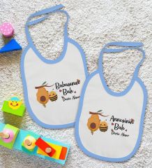 BK Kids Kişiye Özel Annesinin ve Babasının Balı Tasarımlı 2’li Mavi Mama Önlüğü-1