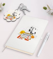 Kişiye Özel İnşaat Mühendisi Beyaz Defter Kalem Ve Anahtarlık Hediye Seti-2