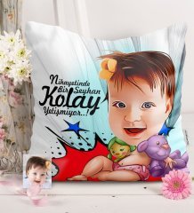 Kişiye Özel Bebek Karikatürlü Saten Yastık - 1
