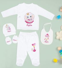 BK Kids Kişiye Özel 10 Parça Beyaz Hastane Çıkışı Battaniye ve Yastık Hediye Seti, Yeni Doğan Bebek Giyim Hediyesi-7