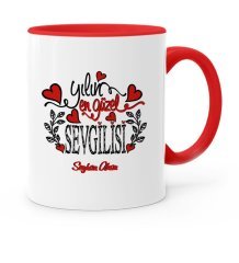 Kişiye Özel Yılın En Güzel Sevgilisi Kırmızı Kupa Bardak