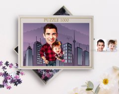 Kişiye Özel Baba Kız Karikatürlü 1000 Parça Profesyonel Puzzle-2