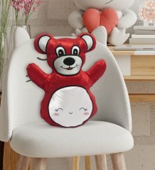 BK Gift Sevimli Surat Tasarımlı Kırmızı Ayıcık Yastık-1