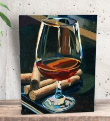 BK Gift Cigars And Brandy Tasarımlı Dekoratif Mini Kanvas Tablo 15x20cm-1