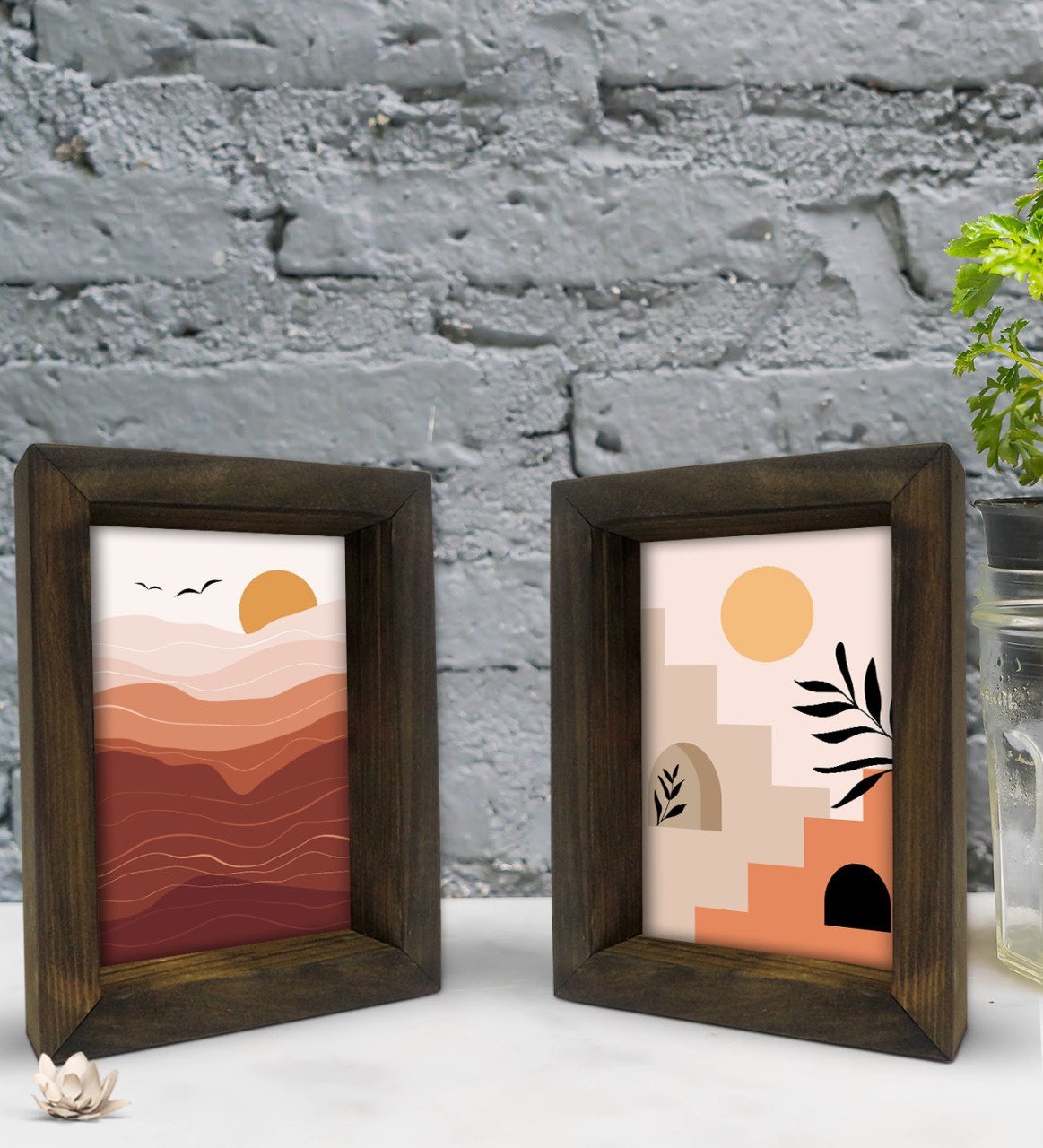 Bk Gift Dekoratif 2'li Doğal Masif Ahşap Çerçeve 15x20cm-23