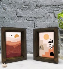 Bk Gift Dekoratif 2'li Doğal Masif Ahşap Çerçeve 15x20cm-23