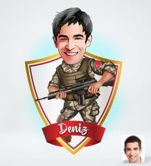 Kişiye Özel İsimli Asker Tasarımlı Dijital Karikatür-1