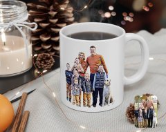 Kişiye Özel Tam Boy Aile Karikatürlü Beyaz Kupa Bardak-3